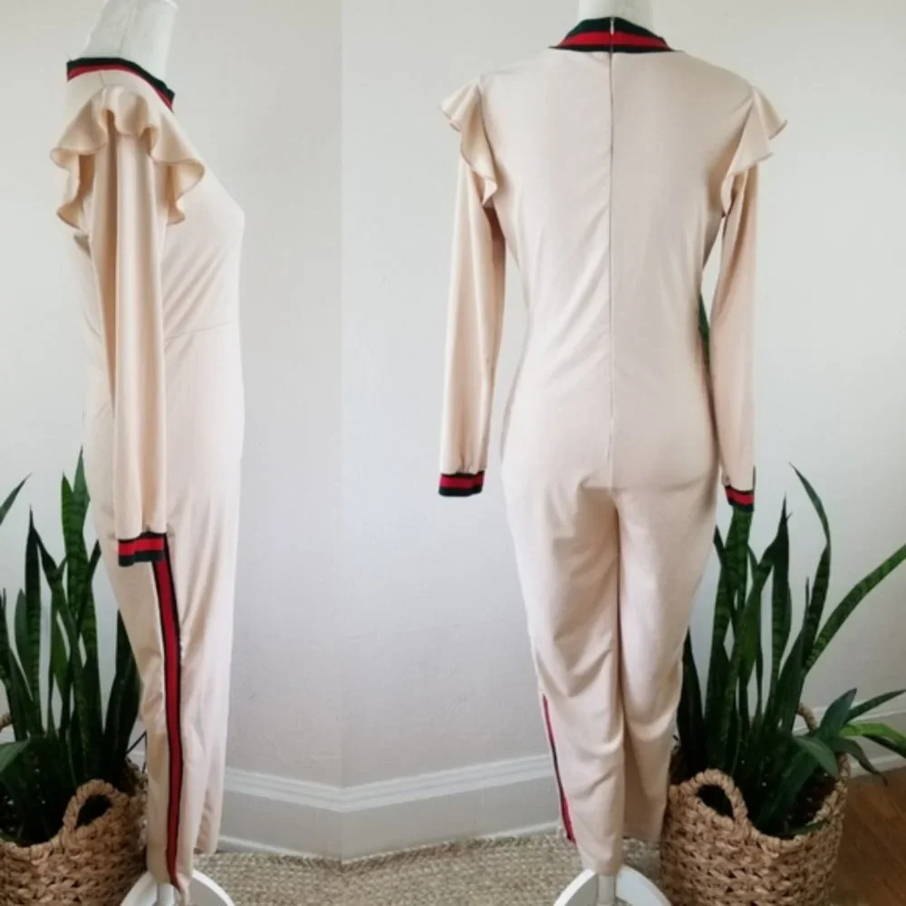Handmade Ruffle-Shoulder Jumpsuit - Picture 2 of 7